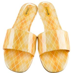 Larroudé Yellow Patent Leather Sandals Sz 7
